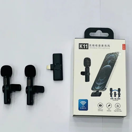 میکروفون یقه ای بیسیم برای گوشی های آیفون مدل K11 Lightning(دوفرستنده)