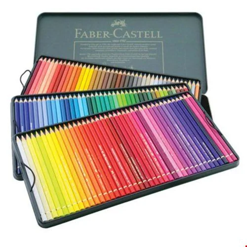 مداد رنگی پلی کروموس فابر کاستل ۱۲۰ رنگ حرفه ای جعبه فلزی